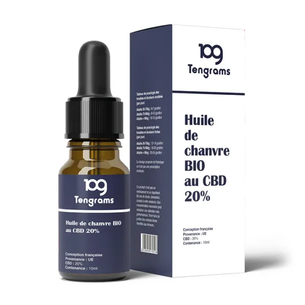 Huile CBD 20% au Chanvre Bio 10mL - TENGRAMS