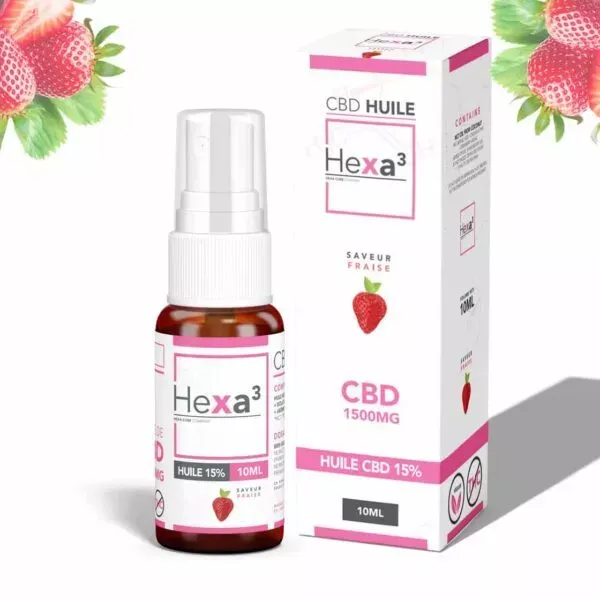 Huile MCT CBD 15% Fraise 10ml Spray - HEXA3