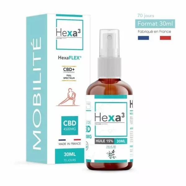 Huile de Chanvre Bio CBD 15% Full Spectrum Mobilité 30ml - HEXA3