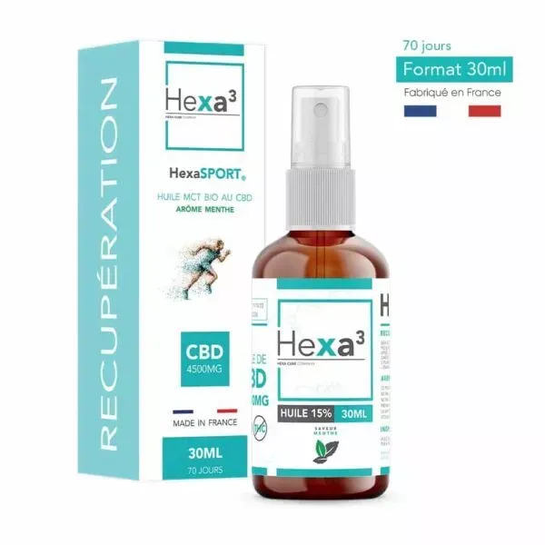 Huile CBD MCT Bio 15% Sport Menthe 30ml - HEXA3